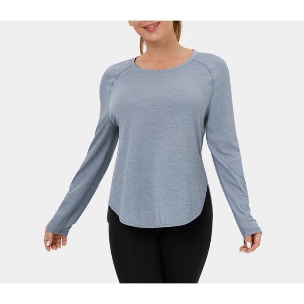 HALARA Long Sleeve High Low Curved Hem Sports Top